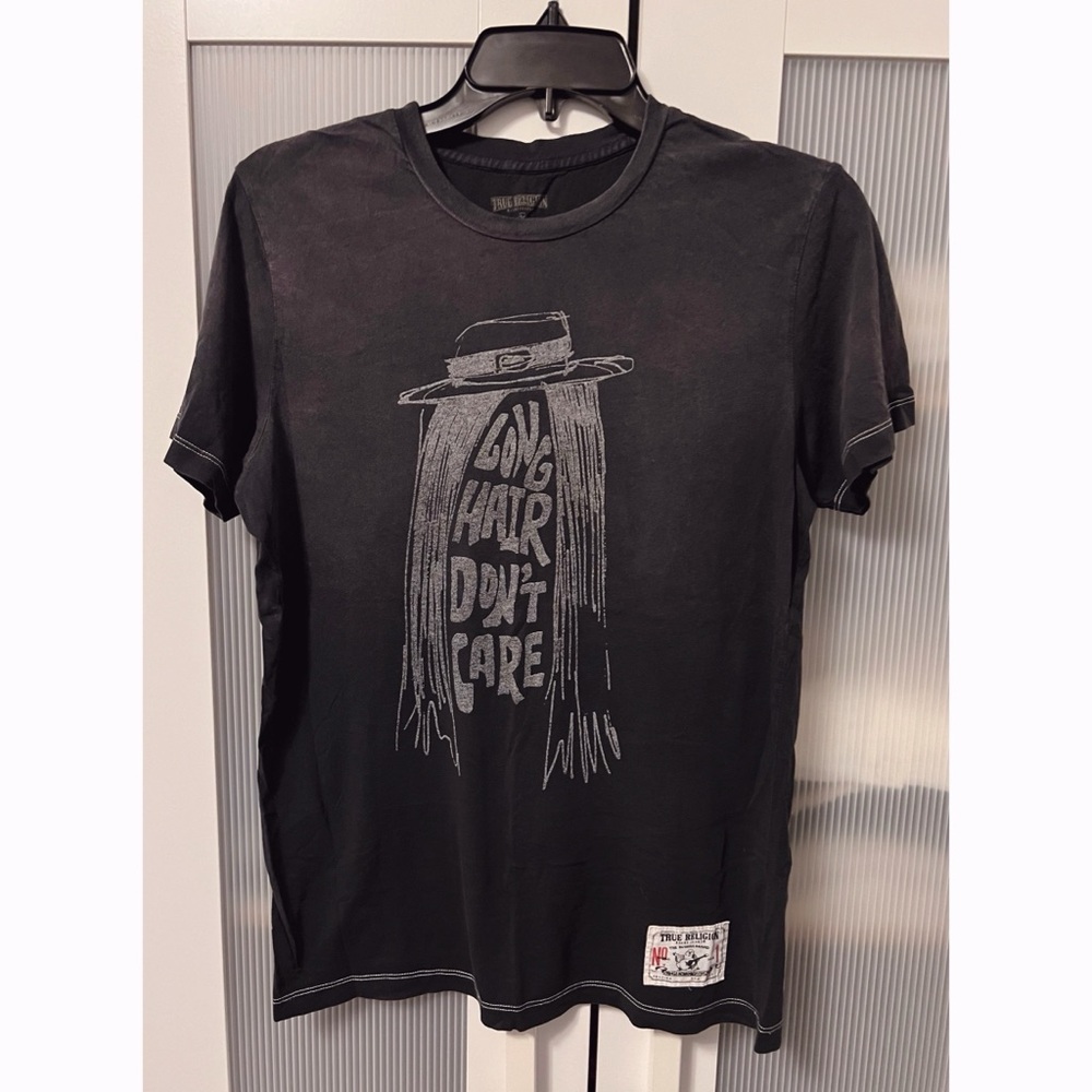 True Religion Vintage Fitted Graphic Tee in Washed Black Women Size S